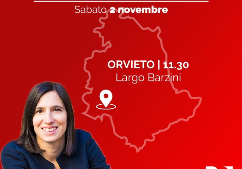 Schlein a Orvieto Sabato 2 Novembre alle 11,30 in Piazza Duomo