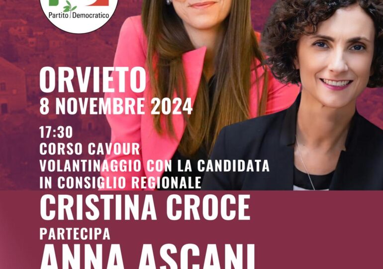 Elezioni Umbria Anna Ascani Vice Presidente Camera 8 nov a Orvieto